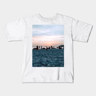 Pink Sunset At The Beach Scenery Kids T-Shirt